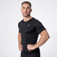 Polleo Men's Titan Compression Mesh Short Sleeve T-Shirt, Black 